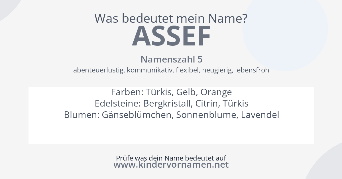 Was bedeutet der Name Assef?