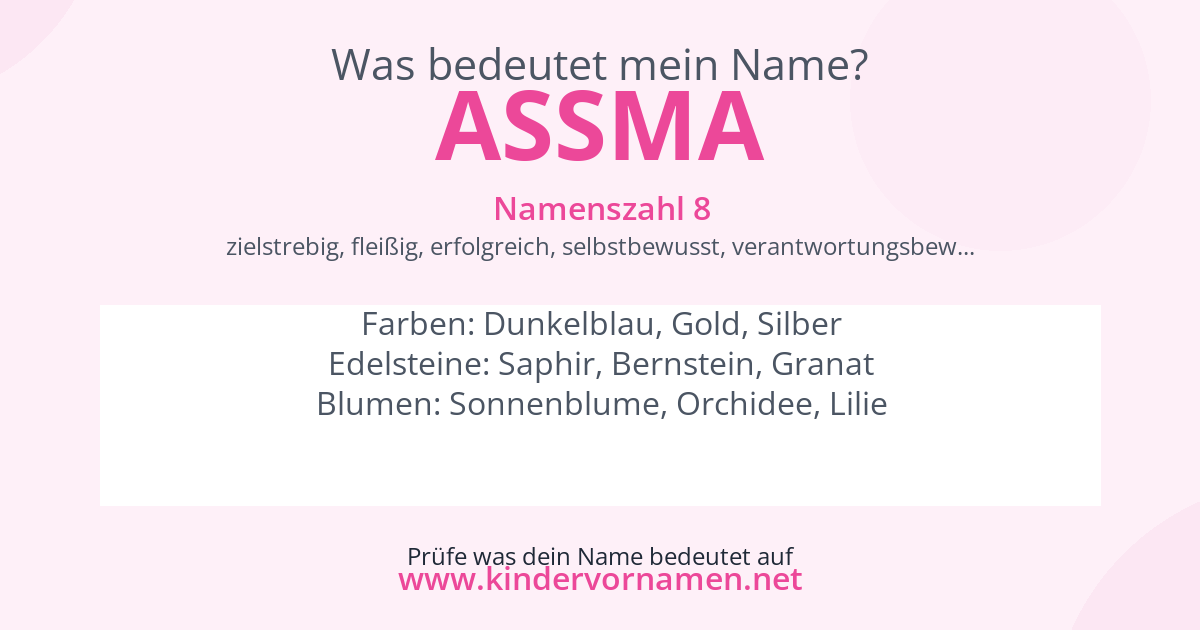 Was bedeutet der Name Assma?