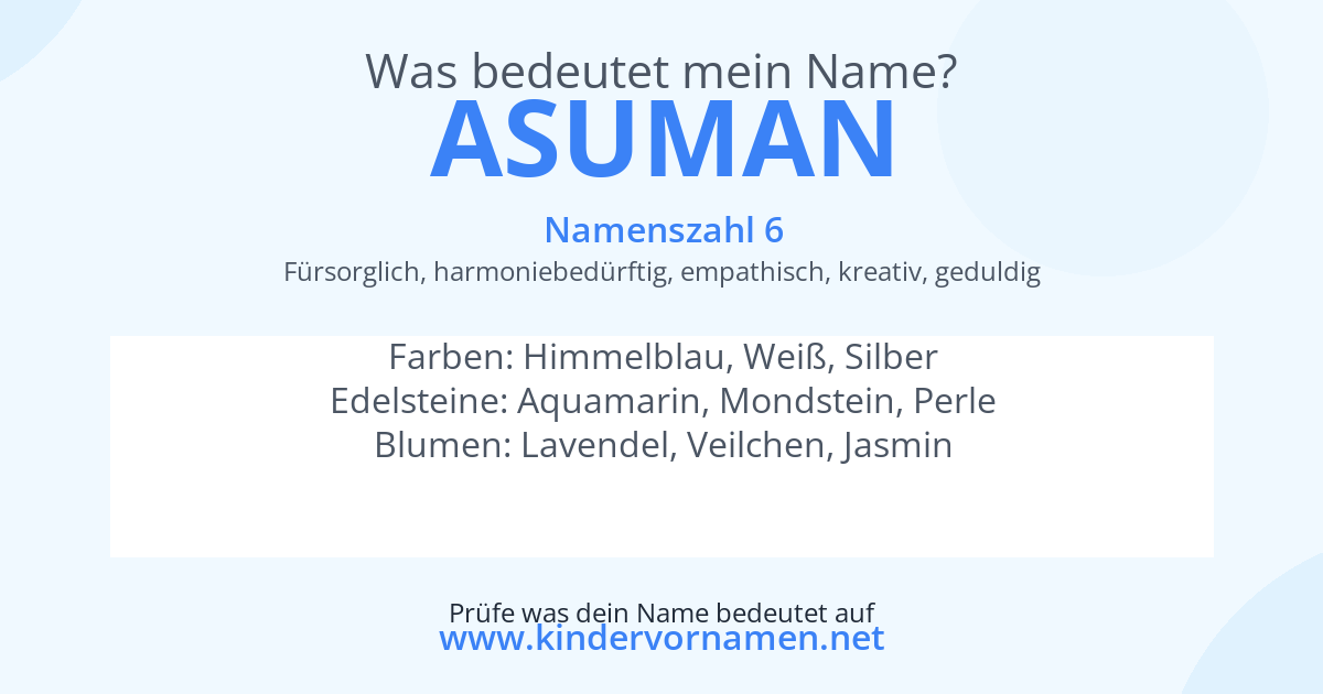 Was bedeutet der Name Asuman?