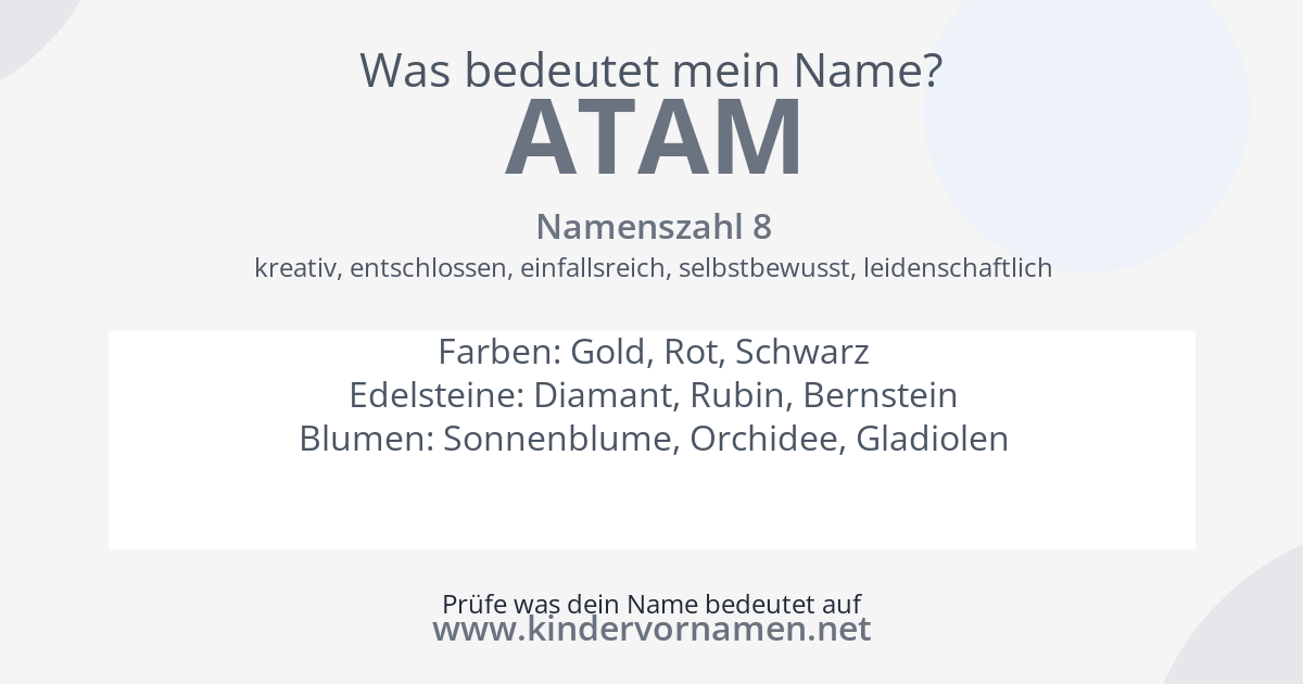 Was bedeutet der Name Atam?