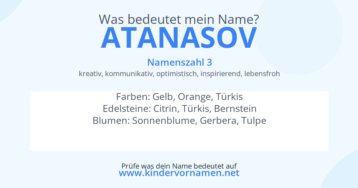 Was bedeutet der Name Atanasov?