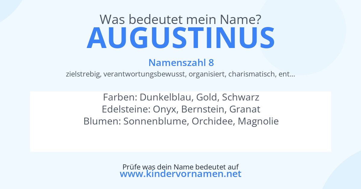 Was bedeutet der Name Augustinus?