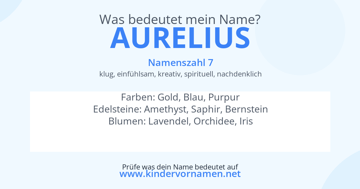 Was bedeutet der Name Aurelius?