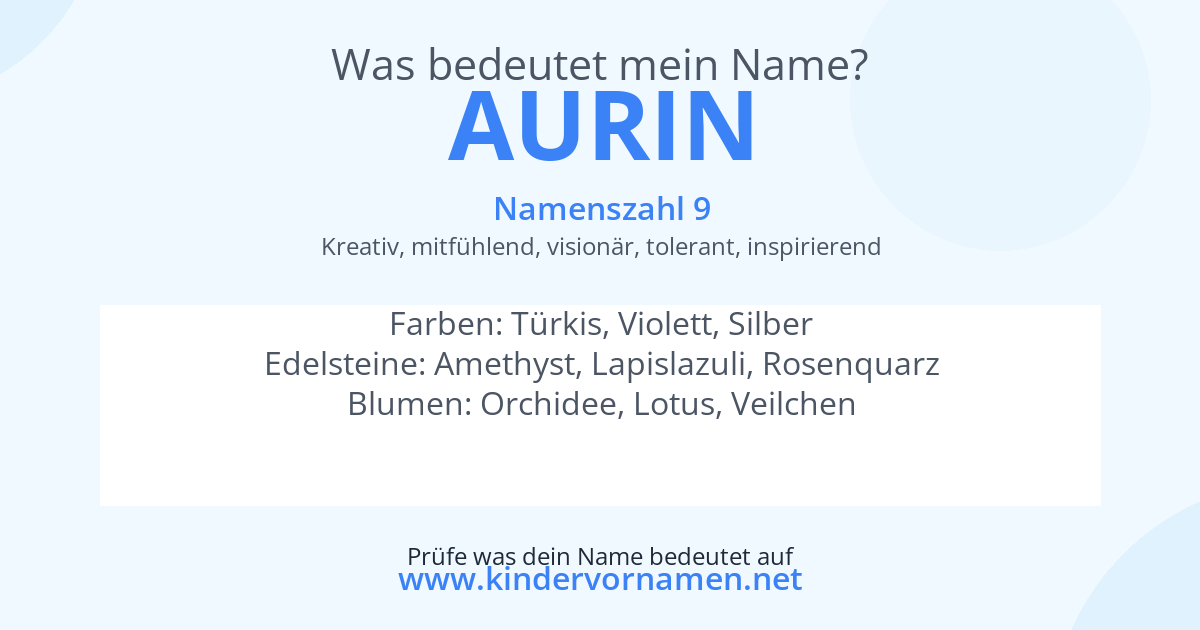 Was bedeutet der Name Aurin?