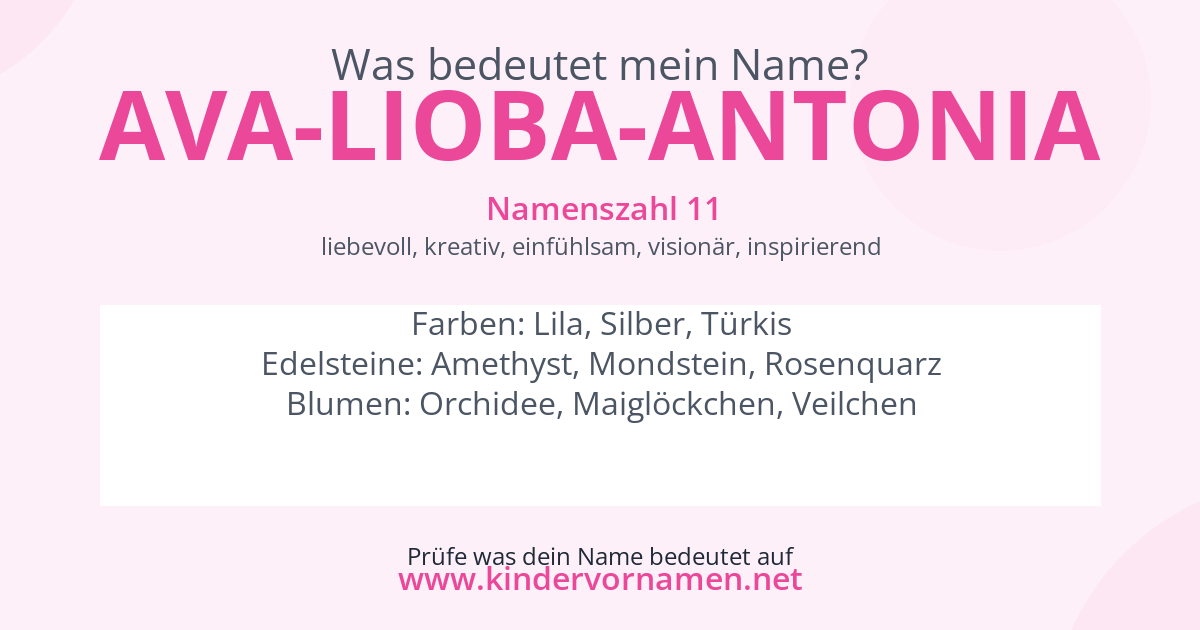 Was bedeutet der Name Ava-Lioba-Antonia?