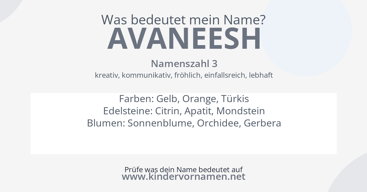 Was bedeutet der Name Avaneesh?