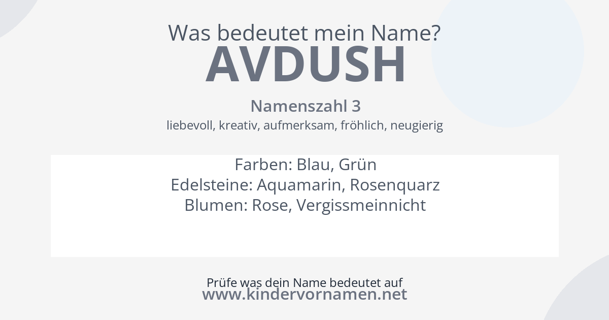 Was bedeutet der Name Avdush?