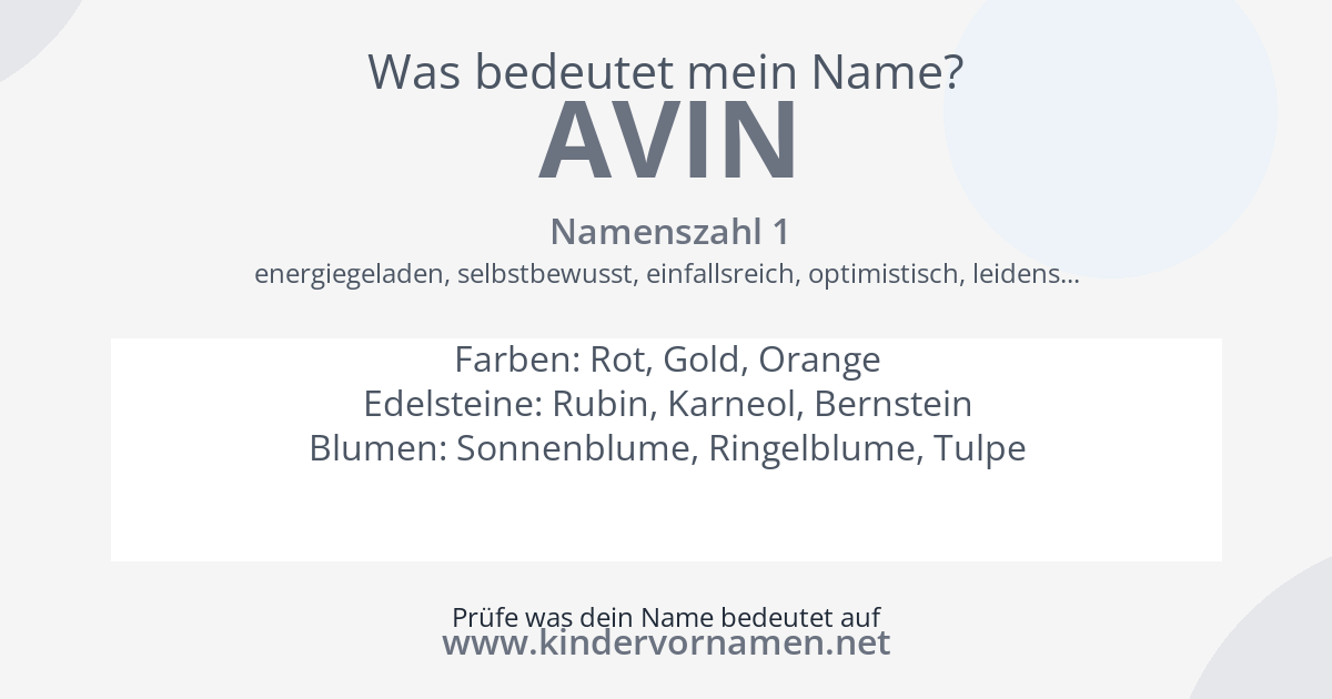 Was bedeutet der Name Avin?