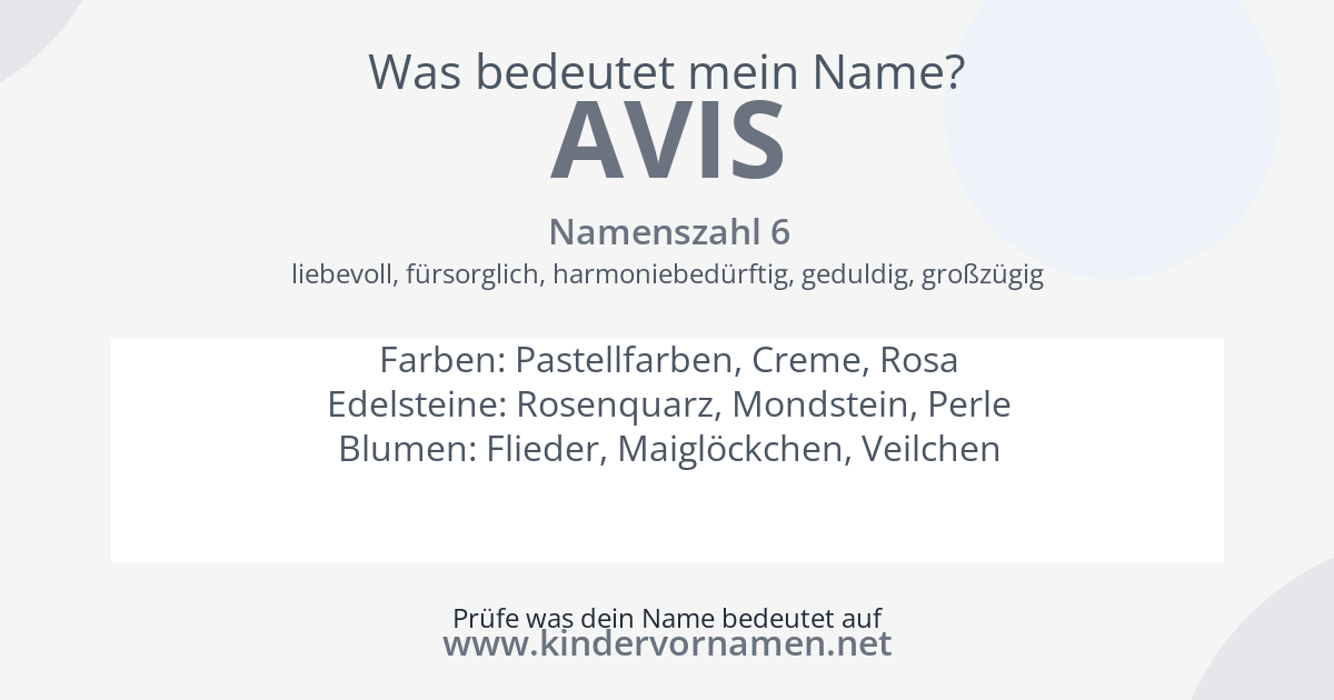 Was bedeutet der Name Avis?