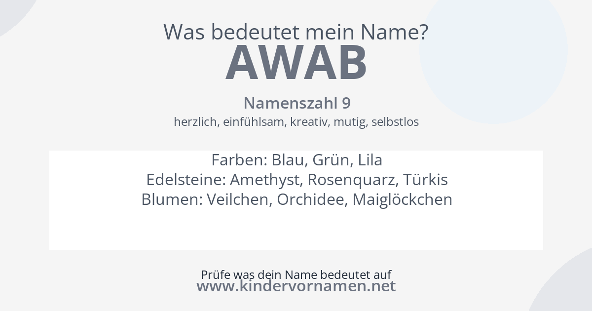 Was bedeutet der Name Awab?