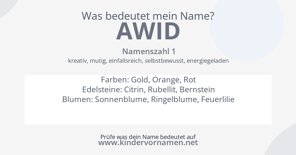 Was bedeutet der Name Awid?