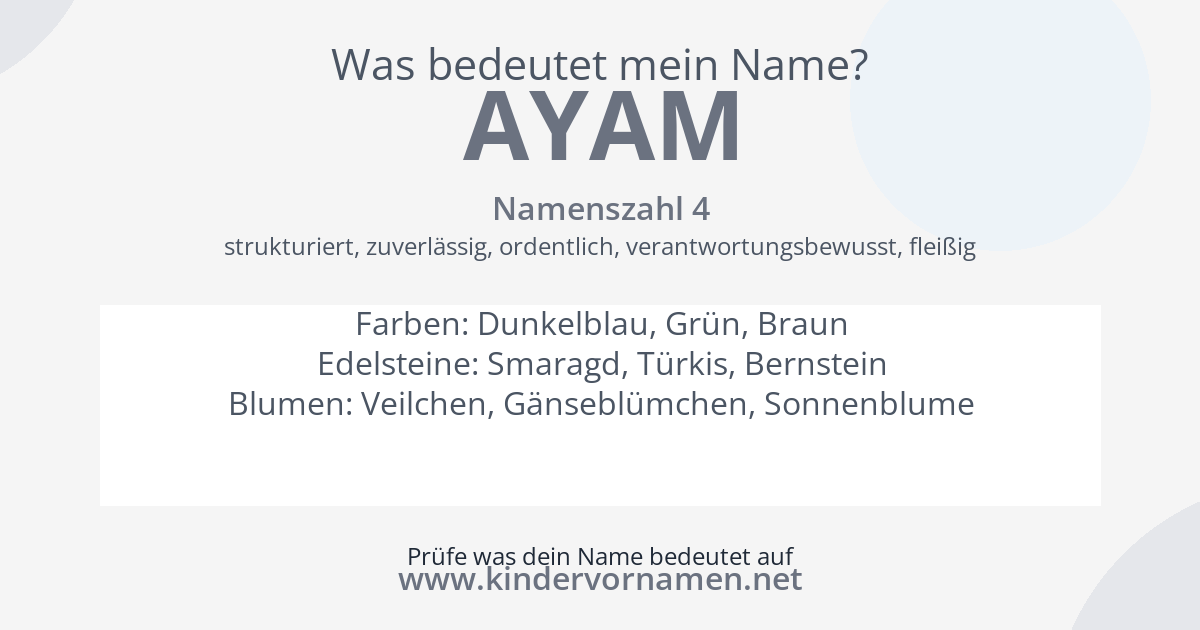 Was bedeutet der Name Ayam?