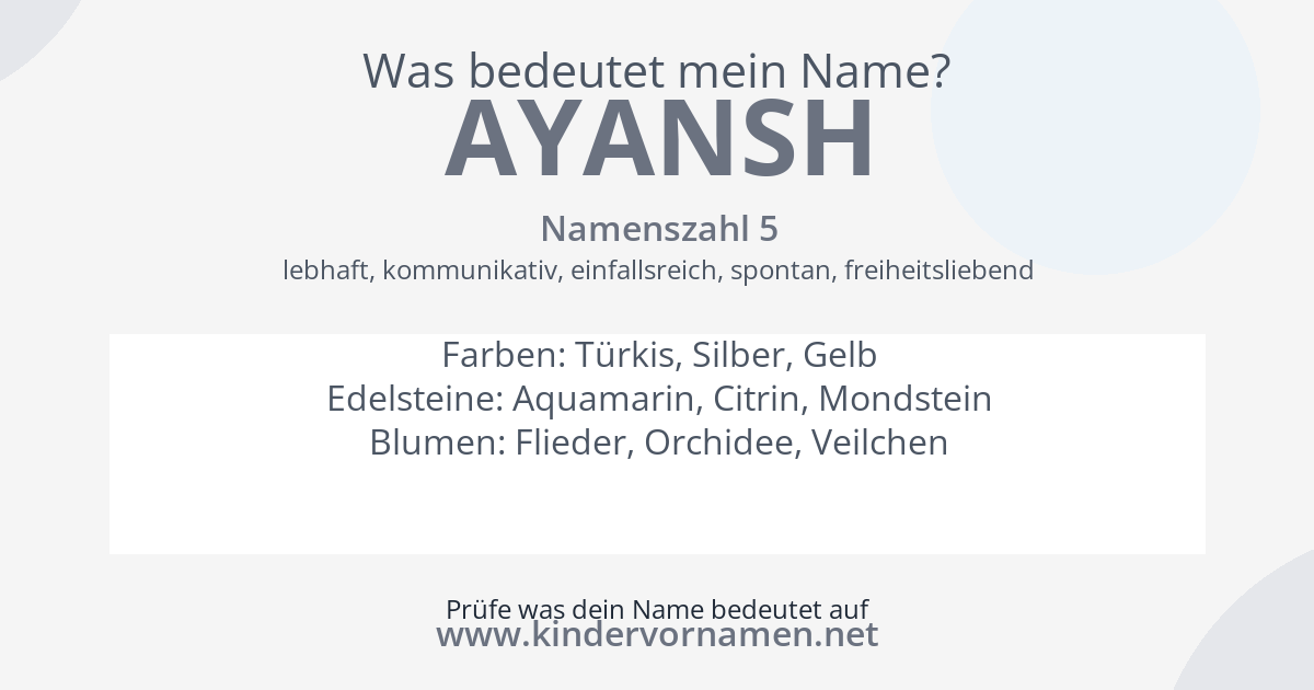 Was bedeutet der Name Ayansh?