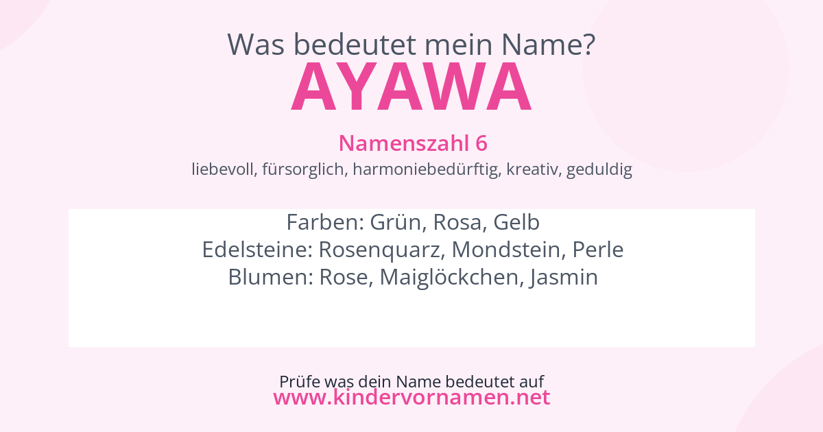 Was bedeutet der Name Ayawa?