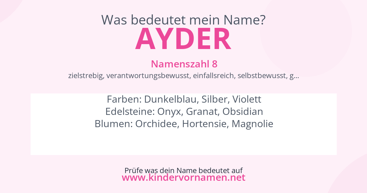 Was bedeutet der Name Ayder?