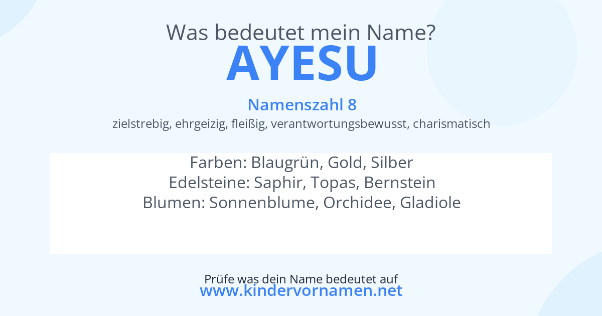 Was bedeutet der Name Ayesu?