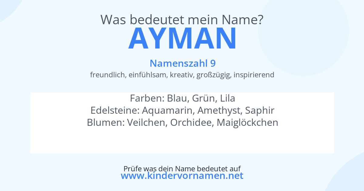 Was bedeutet der Name Ayman?