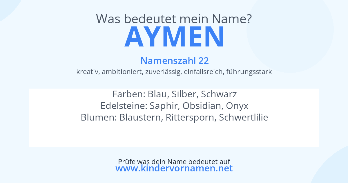 Was bedeutet der Name Aymen?