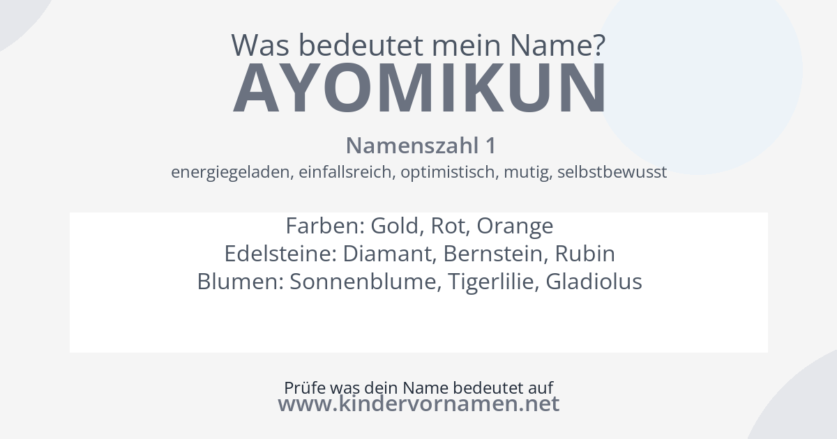 Was bedeutet der Name Ayomikun?