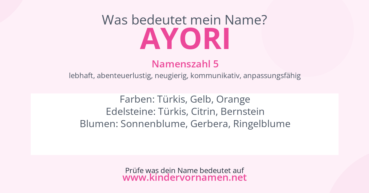 Was bedeutet der Name Ayori?