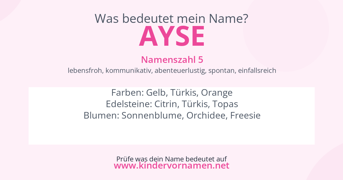 Was bedeutet der Name Ayse?