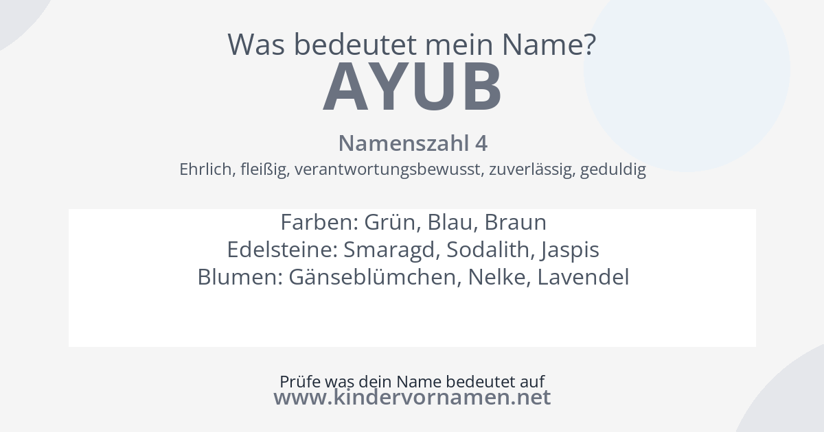 Was bedeutet der Name Ayub?
