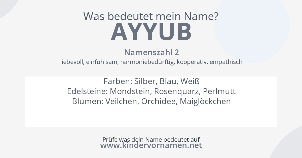 Was bedeutet der Name Ayyub?