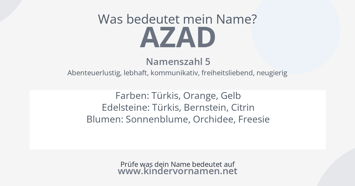 Was bedeutet der Name Azad?