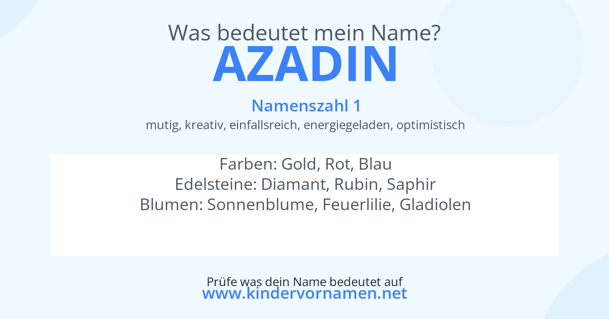 Was bedeutet der Name Azadin?