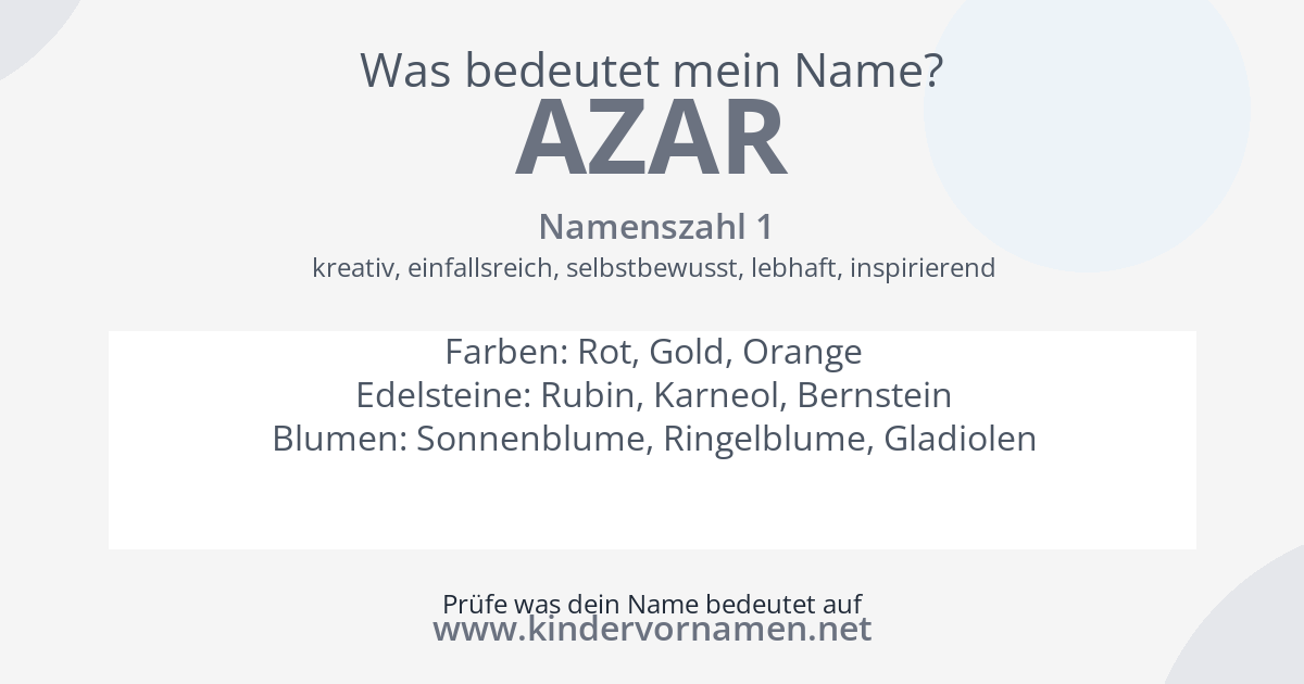 Was bedeutet der Name Azar?