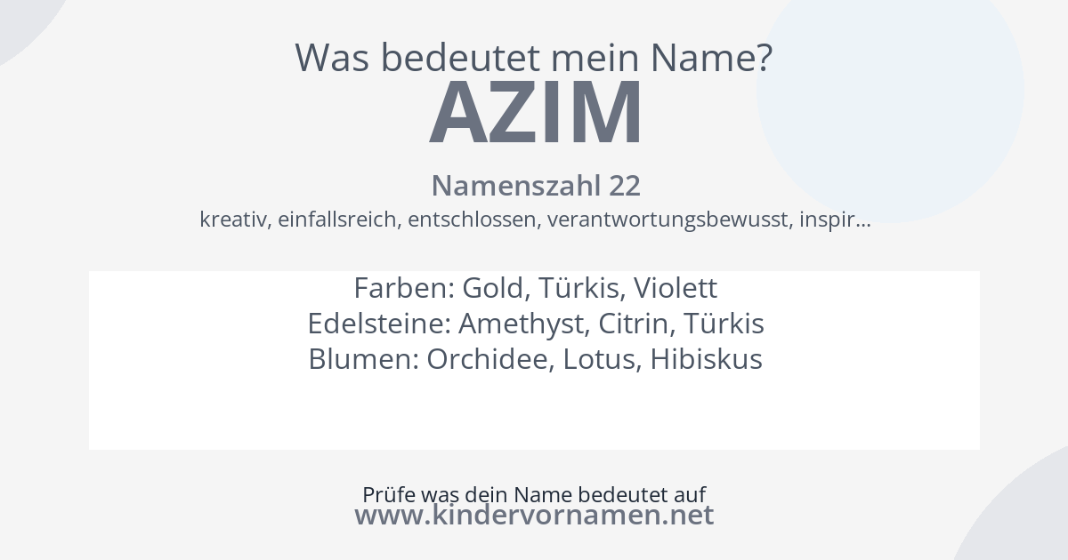 Was bedeutet der Name Azim?