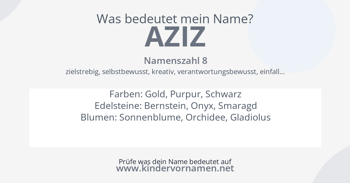 Was bedeutet der Name Aziz?