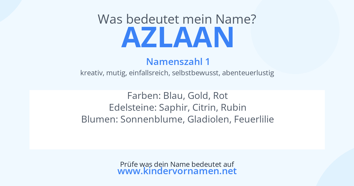 Was bedeutet der Name Azlaan?