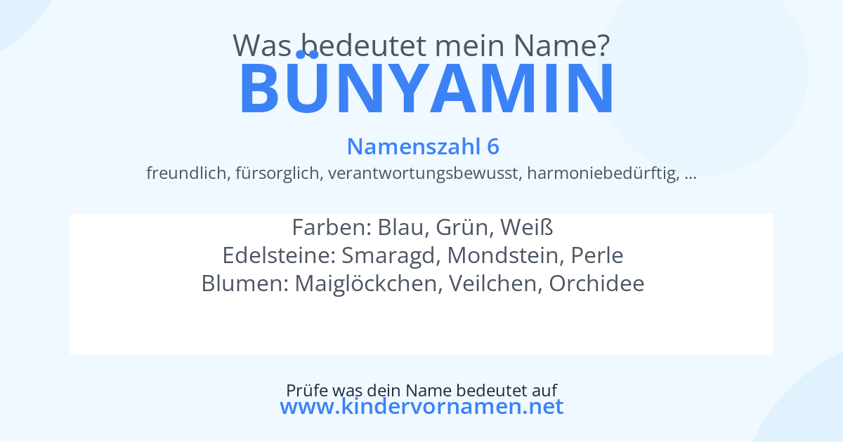 Was bedeutet der Name Bünyamin?