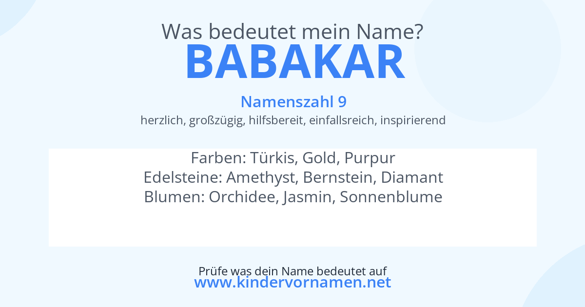 Was bedeutet der Name Babakar?