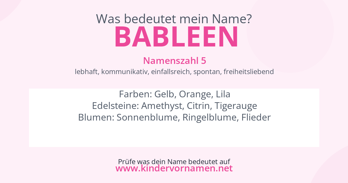 Was bedeutet der Name Bableen?