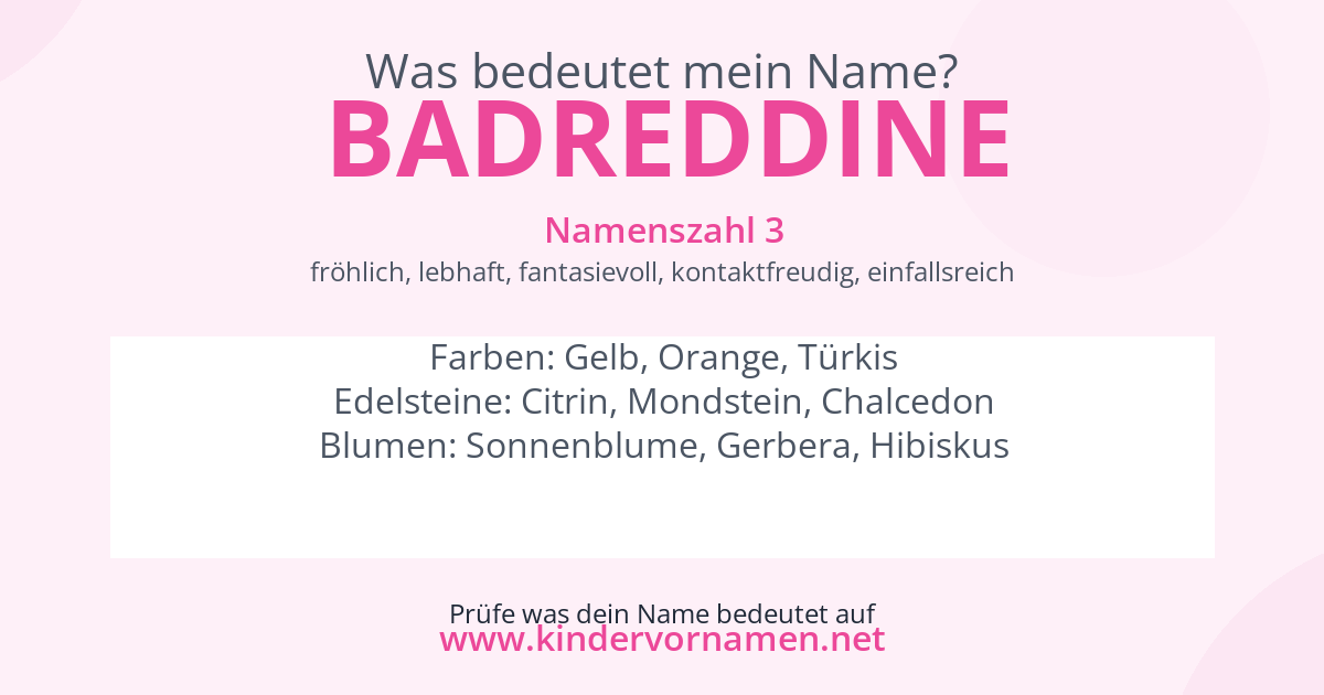 Was bedeutet der Name Badreddine?