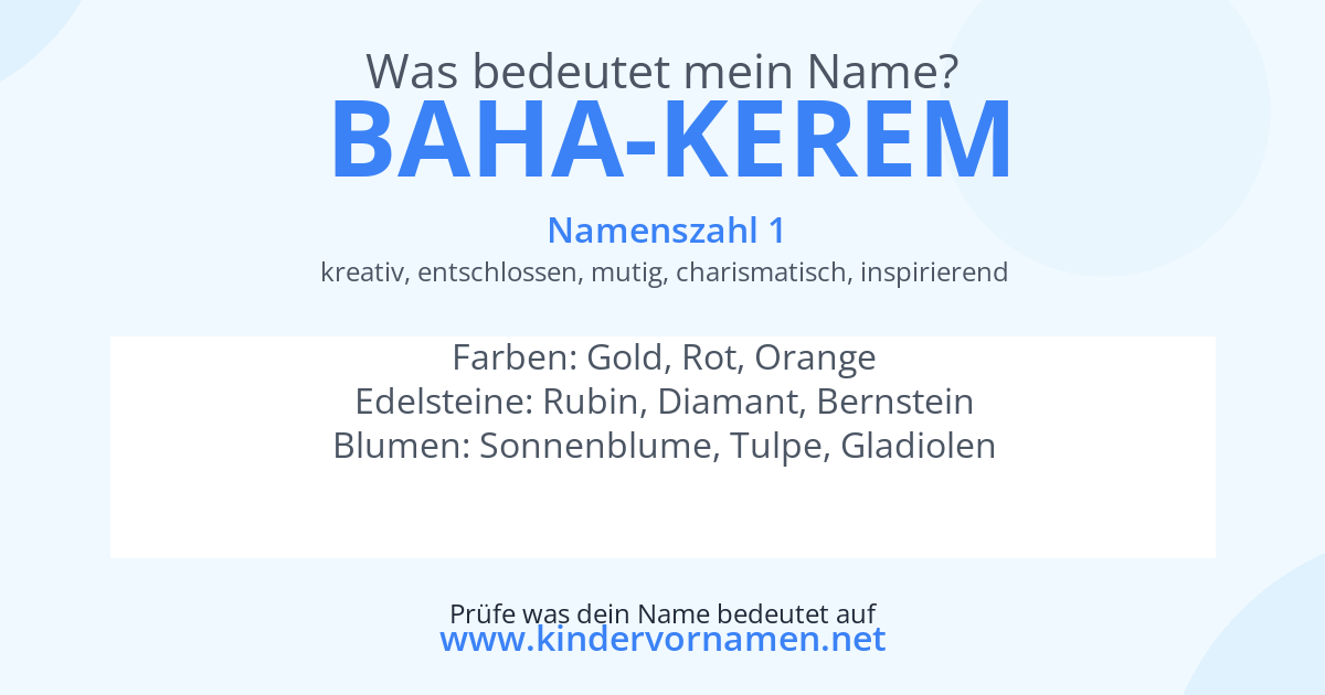 Was bedeutet der Name Baha-Kerem?