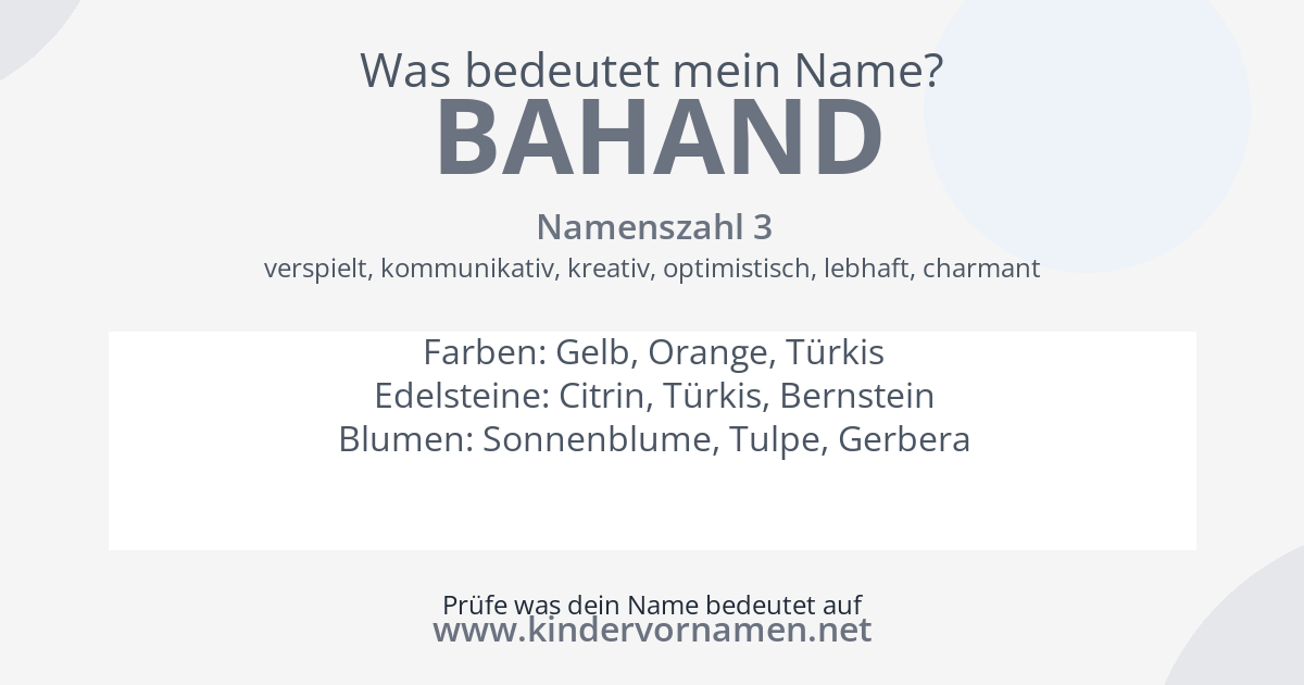 Was bedeutet der Name Bahand?