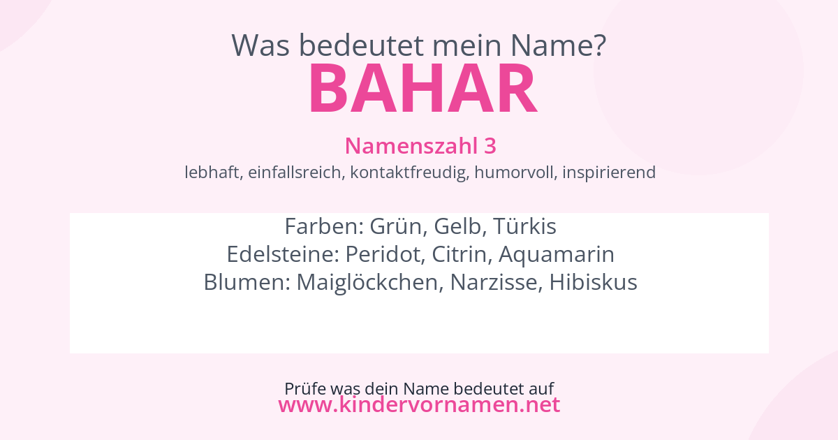 Was bedeutet der Name Bahar?