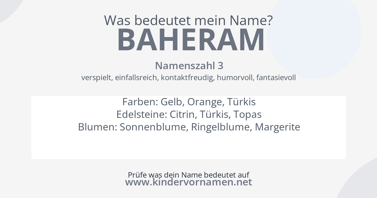 Was bedeutet der Name Baheram?