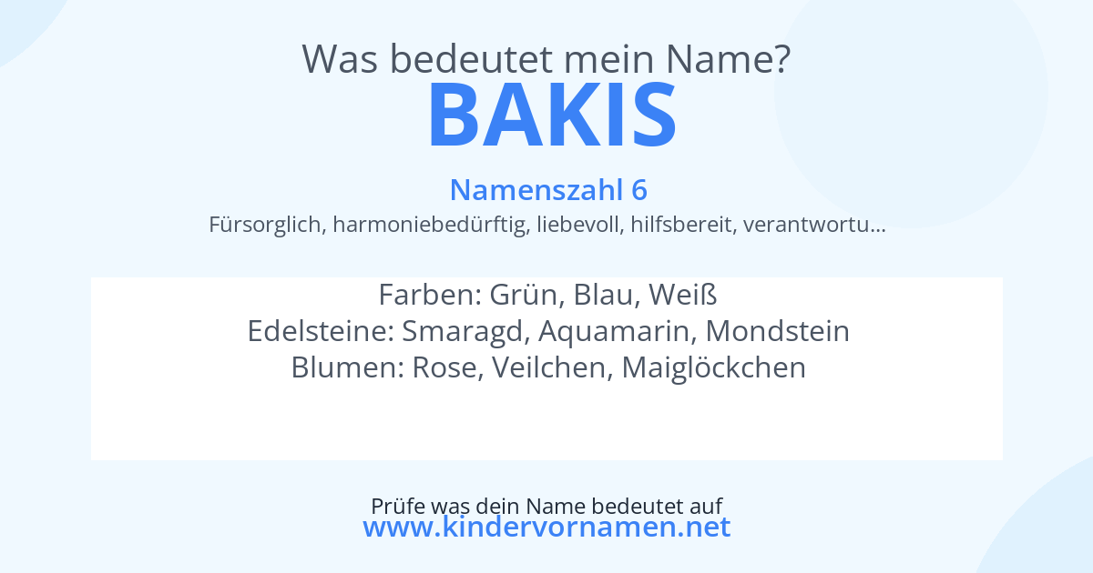 Was bedeutet der Name Bakis?