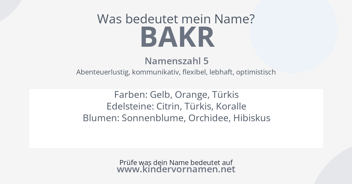 Was bedeutet der Name Bakr?