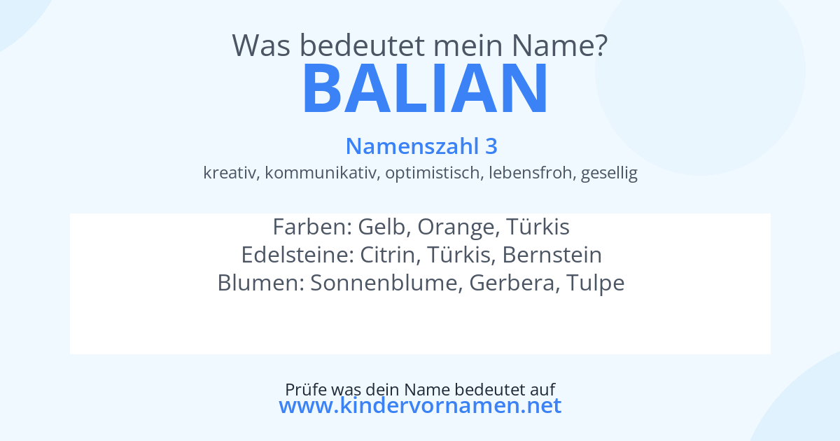 Was bedeutet der Name Balian?
