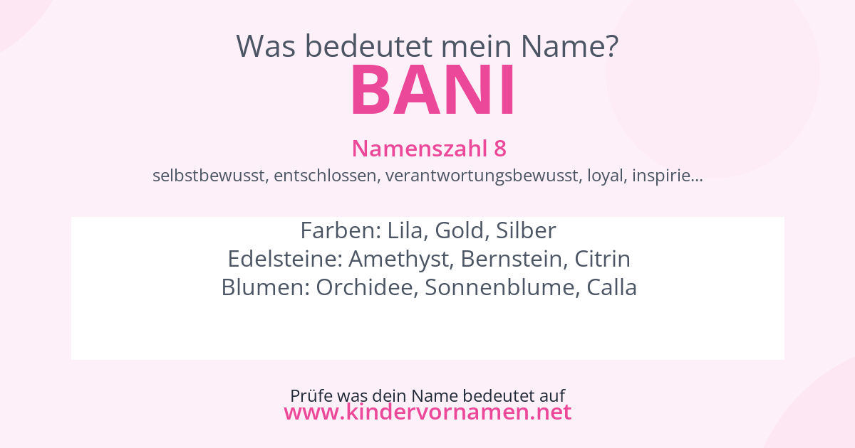 Was bedeutet der Name Bani?