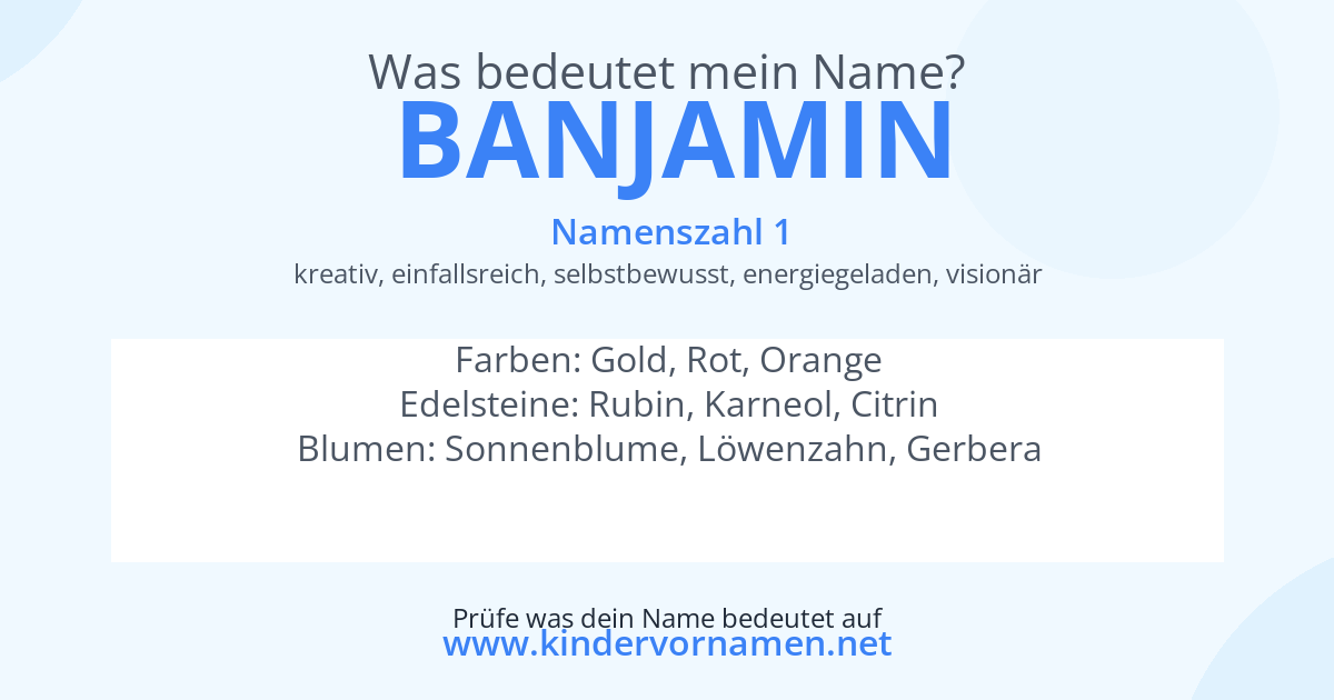 Was bedeutet der Name Banjamin?