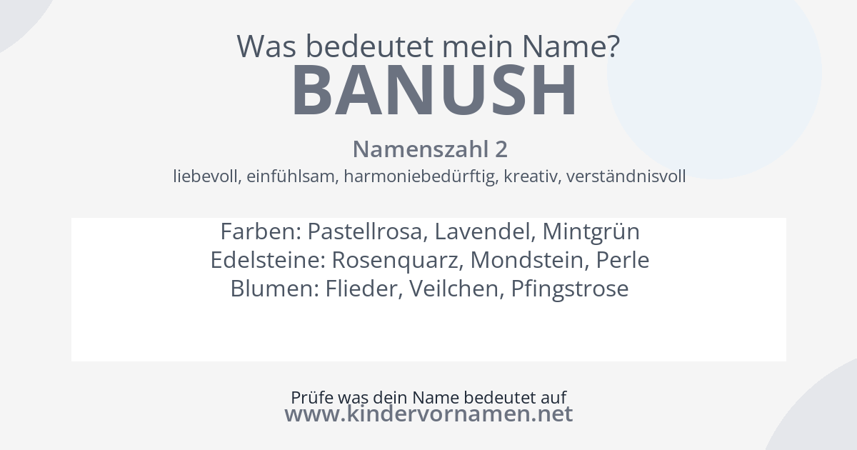 Was bedeutet der Name Banush?