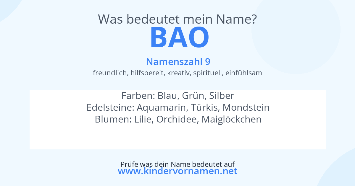 Was bedeutet der Name Bao?