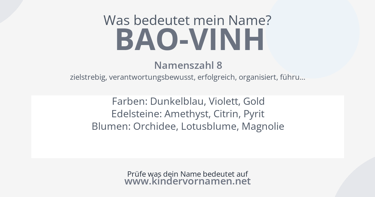 Was bedeutet der Name Bao-Vinh?