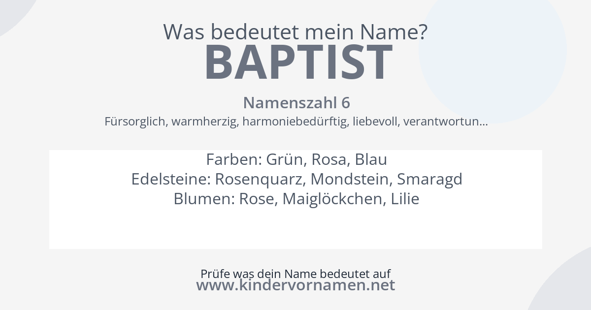 Was bedeutet der Name Baptist?